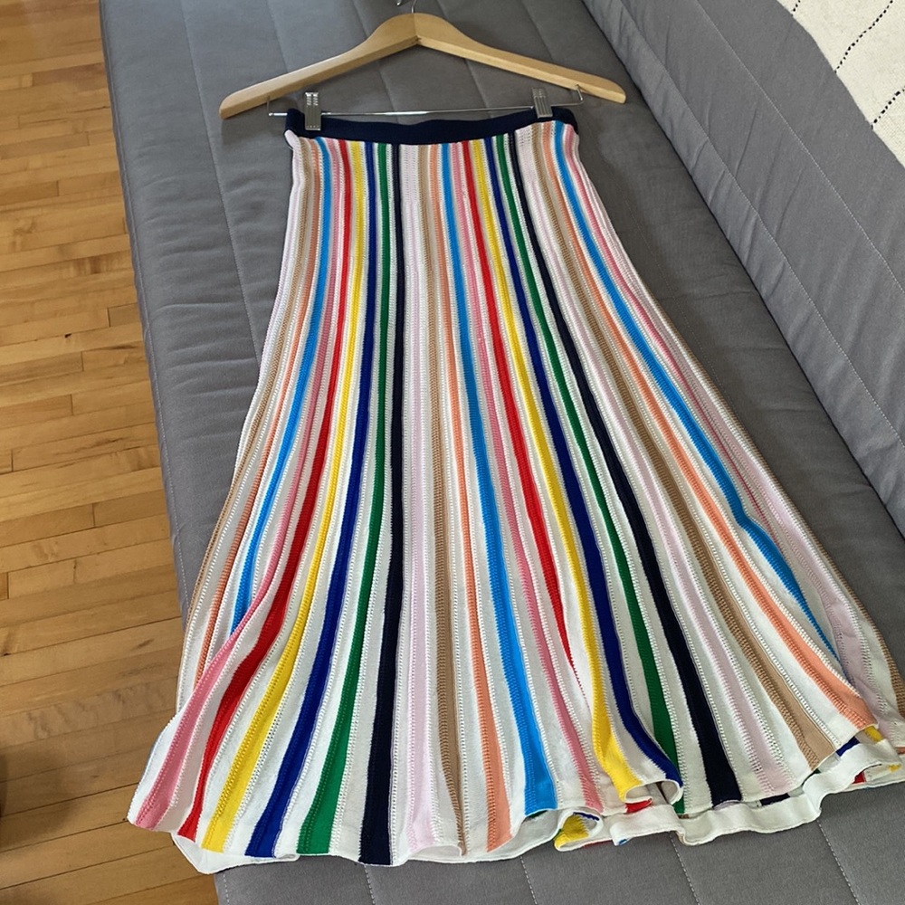 J Crew midi-length multi-stripe viscose skirt
